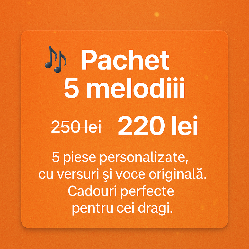 Pachet 5 melodii personalizate-Cadouri muzicale unice