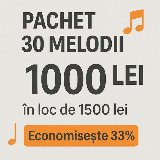 Pachet 30 melodii personalizate – pentru branduri, agenții și creatori
